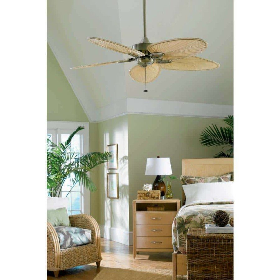 Ceiling Fans * | Windpointe 52 In. Antique Brass Ceiling Fan With Natural Narrow Oval Blades By Fanimation