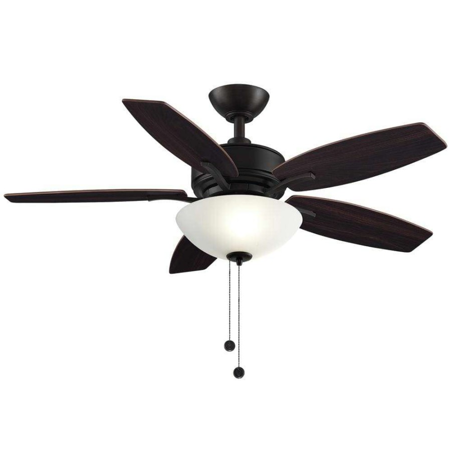 Ceiling Fans * | Aire Deluxe 44 In. Dark Bronze Ceiling Fan With Cherry/Dark Walnut Blades And Led Bowl Light Kit By Fanimation