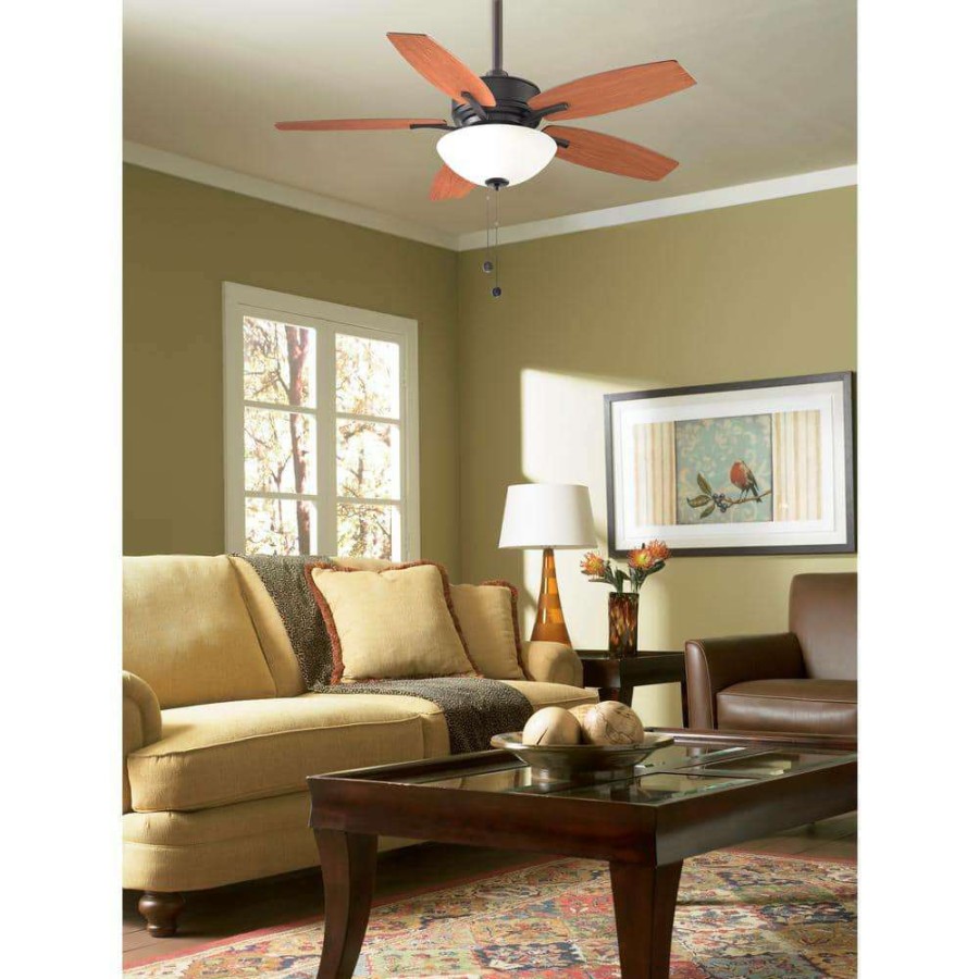 Ceiling Fans * | Aire Deluxe 44 In. Dark Bronze Ceiling Fan With Cherry/Dark Walnut Blades And Led Bowl Light Kit By Fanimation