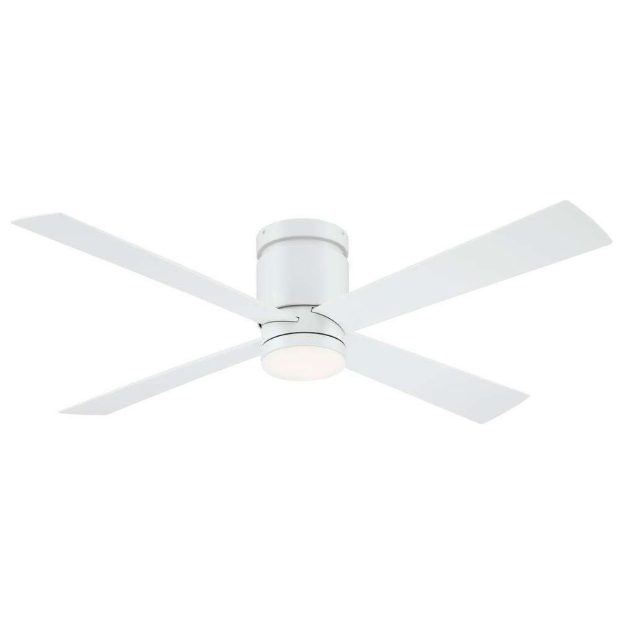 Ceiling Fans * | Kwartet 52 In. Indoor/Outdoor Matte White Ceiling Fan With Light Kit By Fanimation