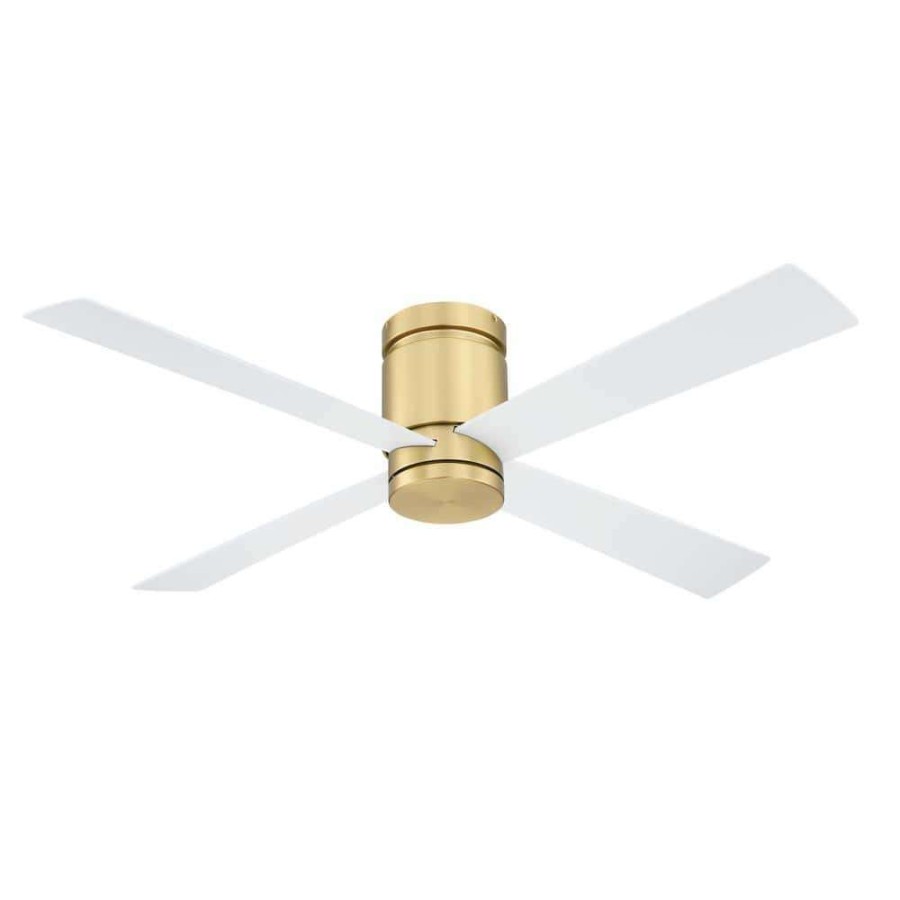 Ceiling Fans * | Kwartet 52 In. Indoor/Outdoor Brushed Satin Brass With Matte White Blades Ceiling Fan With Light Kit By Fanimation