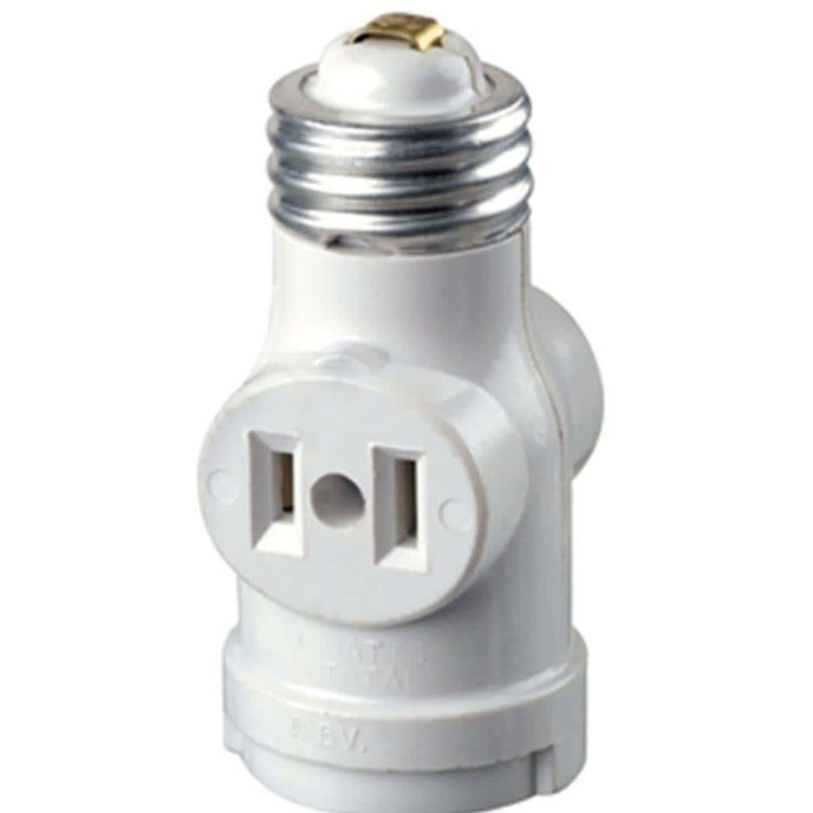 Lamps * | 2-Outlet White Socket With Pull Chain By Leviton