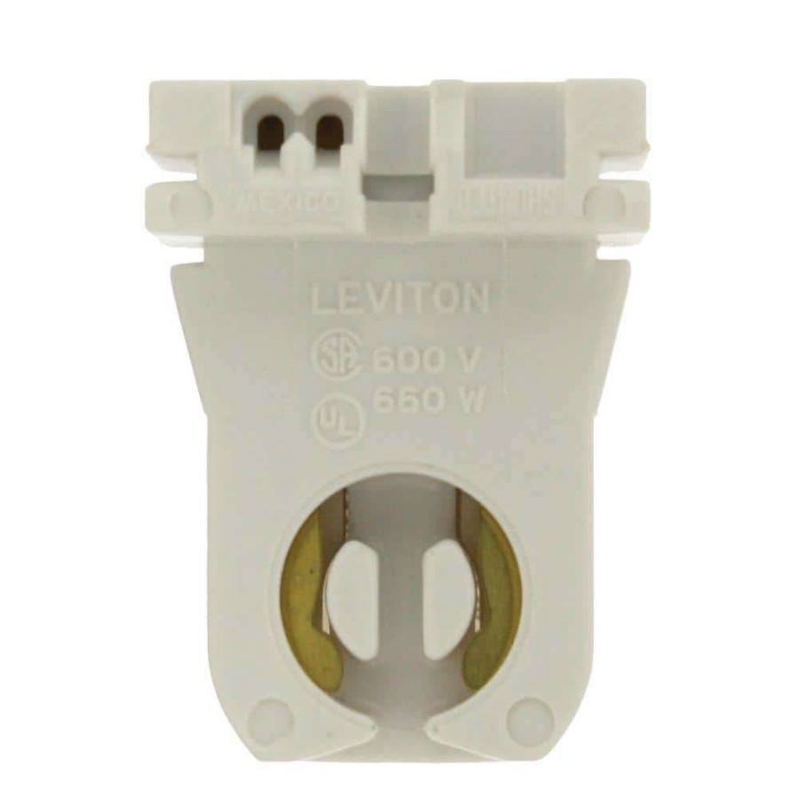 Lamps * | 660W Medium G13 Bi-Pin Low Profile Slide-On Turn-Type Shunted Standard Fluorescent Lampholder, White By Leviton