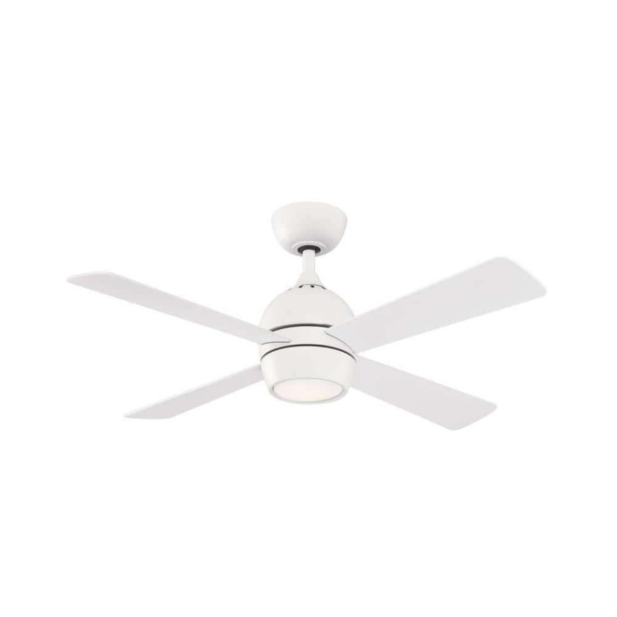 Ceiling Fans * | Kwad 44 In. Integrated Led Matte White Ceiling Fan With Opal Frosted Glass Light Kit And Remote Control By Fanimation