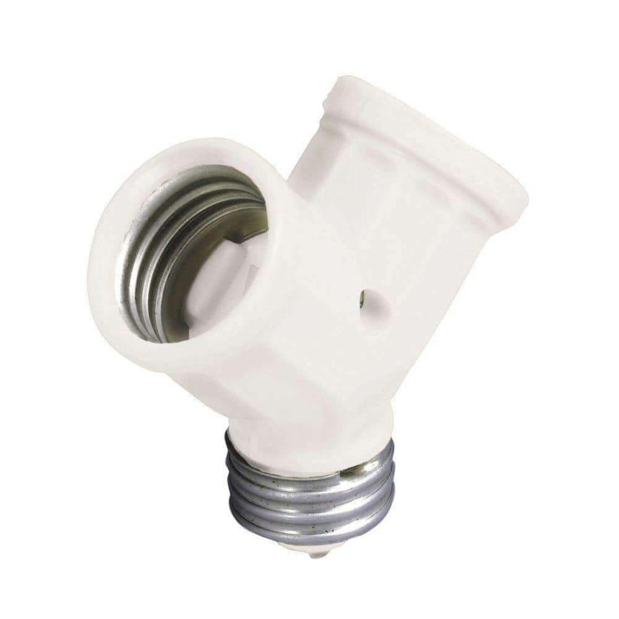 Lamps * | 660-Watt Keyless Twin-Socket Lamp Holder Adapter By Leviton