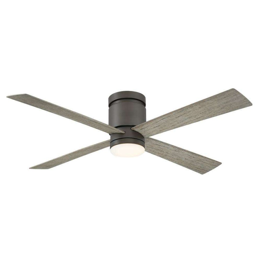 Ceiling Fans * | Kwartet 52 In. Indoor/Outdoor Matte Greige With Weathered Wood Blades Ceiling Fan With Light Kit By Fanimation