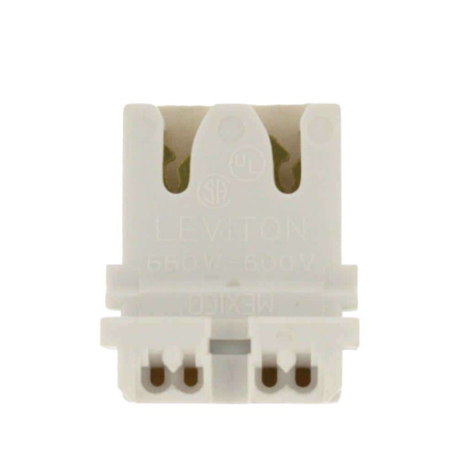 Lamps * | 660W Medium Base T8 Bi-Pin Low Profile Slide-On Straight-In Double Edge Standard Fluorescent Lampholder, White By Leviton