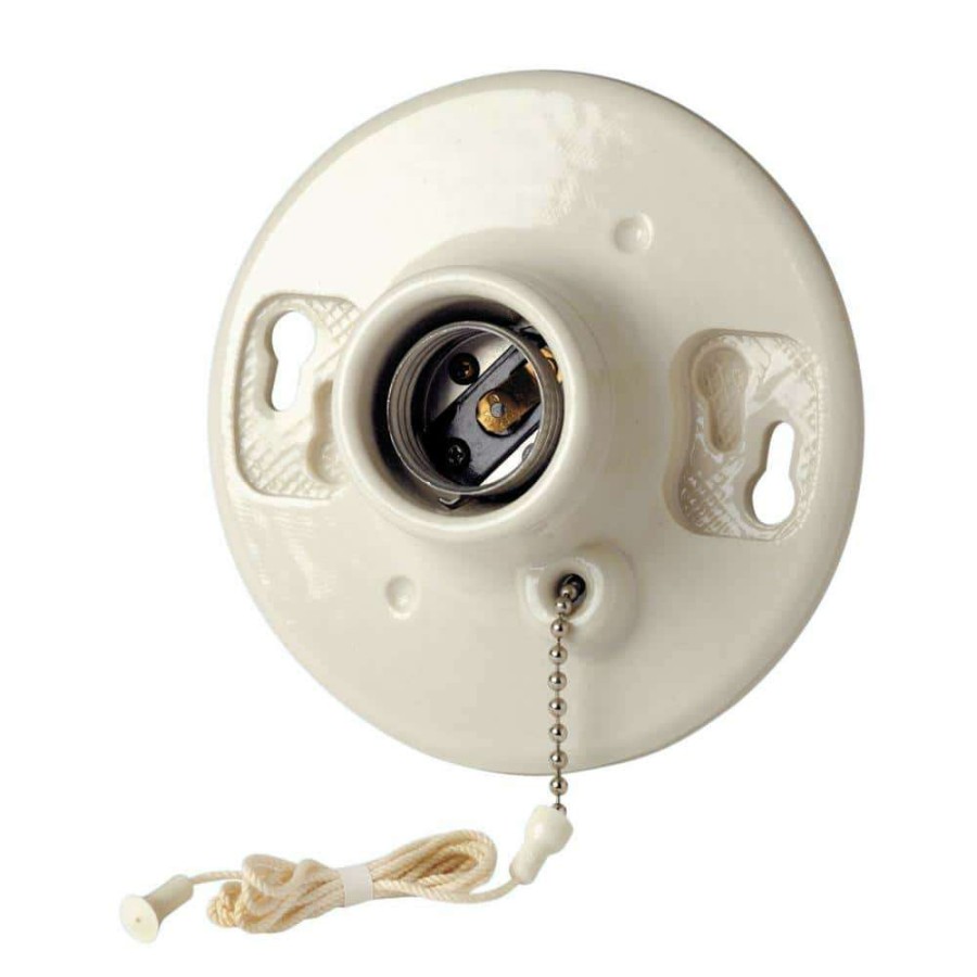 Lamps * | 660W Medium Base One-Piece Single Circuit Keyless Box Mount Glazed Porcelain Incandescent Lampholder, White By Leviton