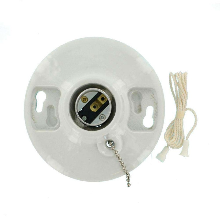 Lamps * | 660W Medium Base One-Piece Single Circuit Keyless Box Mount Glazed Porcelain Incandescent Lampholder, White By Leviton