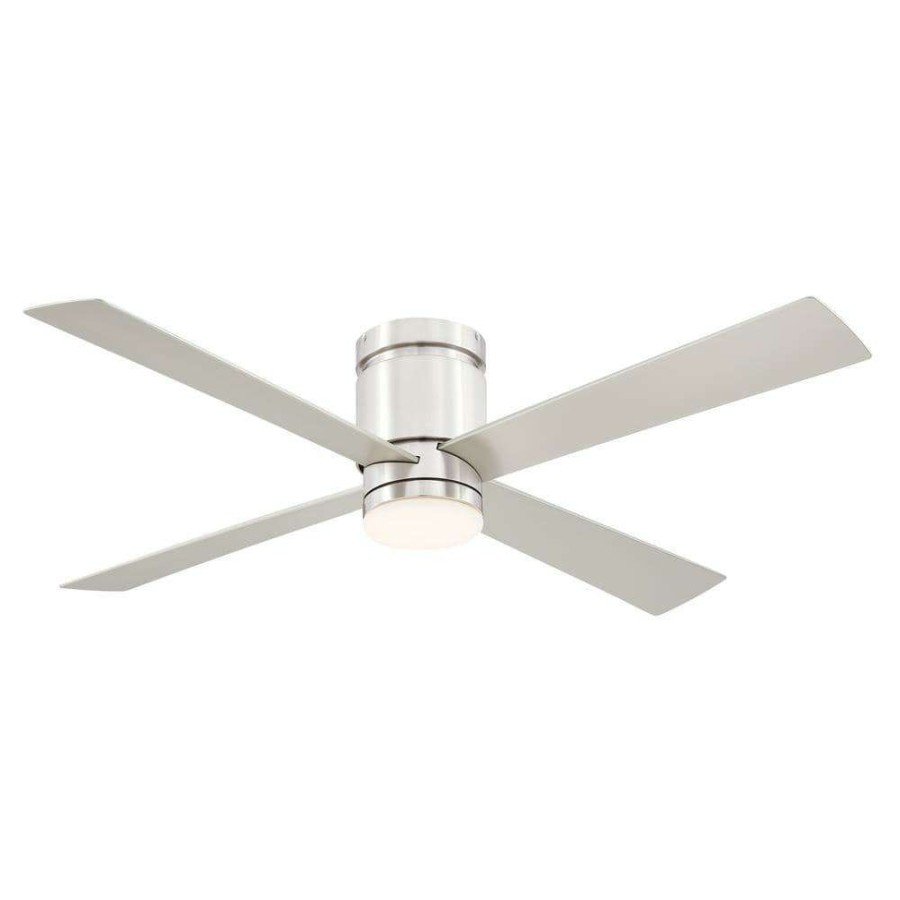 Ceiling Fans * | Kwartet 52 In. Indoor/Outdoor Brushed Nickel Ceiling Fan With Light Kit By Fanimation