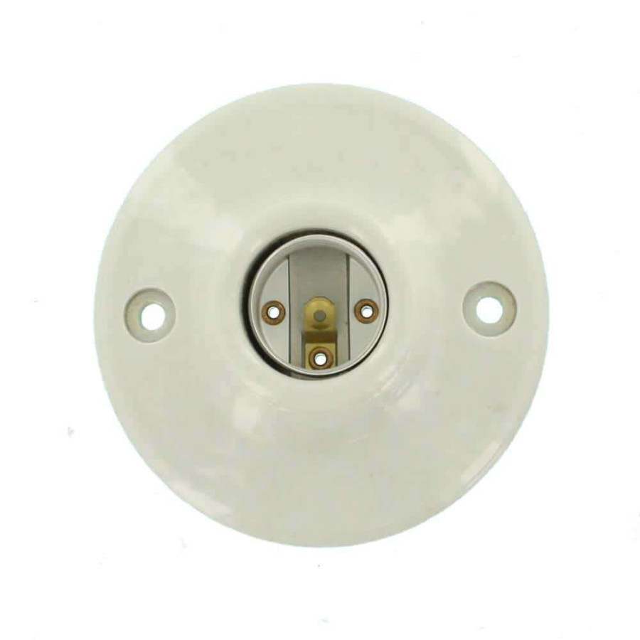 Lamps * | 660 Wat Medium Base One-Piece Single Circuit Keyless Ceiling Mount Glazed Porcelain Incandescent Lampholder, White By Leviton