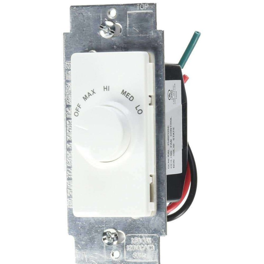 Wiring Devices & Light Controls * | 1.5 Amp Decora Single Pole Rotary Step Fan Speed Control, White With Ivory And Light Almond Color Faces Included By Leviton