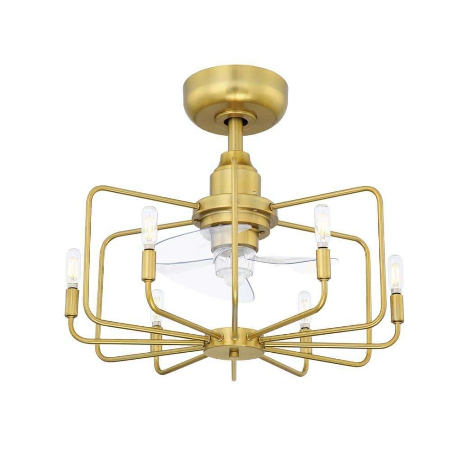 Ceiling Fans * | Influencer 22 In. Indoor Brushed Satin Brass Ceiling Fan With Light By Fanimation